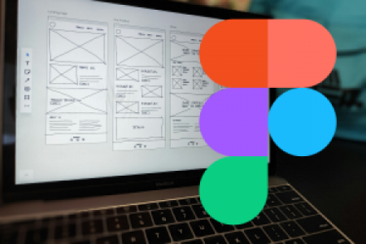 Figma-Logo über Wireframe-Layouts von mobilen App-Oberflächen – digitales UI/UX-Design in der Konzeptionsphase.